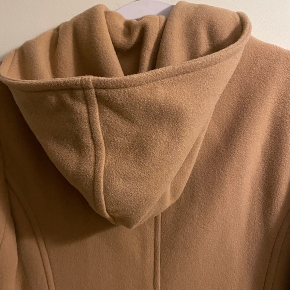 Jones New York Tan Camel Wool Cashmere Blend Long Hooded Coat Size 10 - Picture 13 of 16